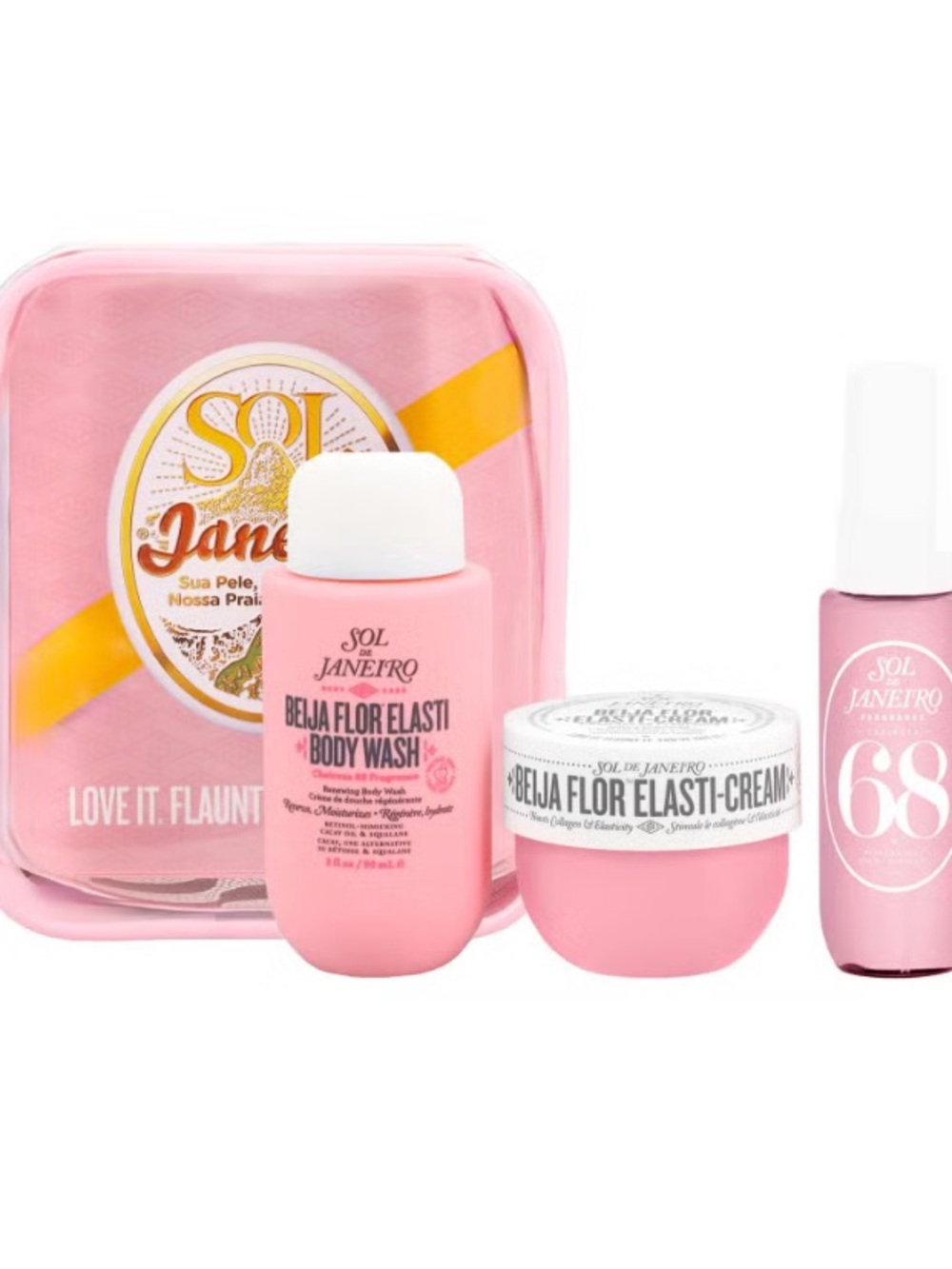 Sol de Janeiro Pink Travel Bath & Body Trio with Pouch